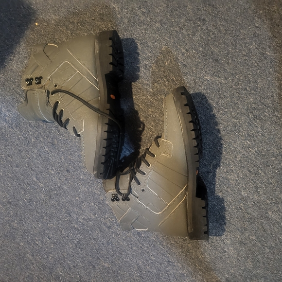 Gray High-Top Boots with Black Soles